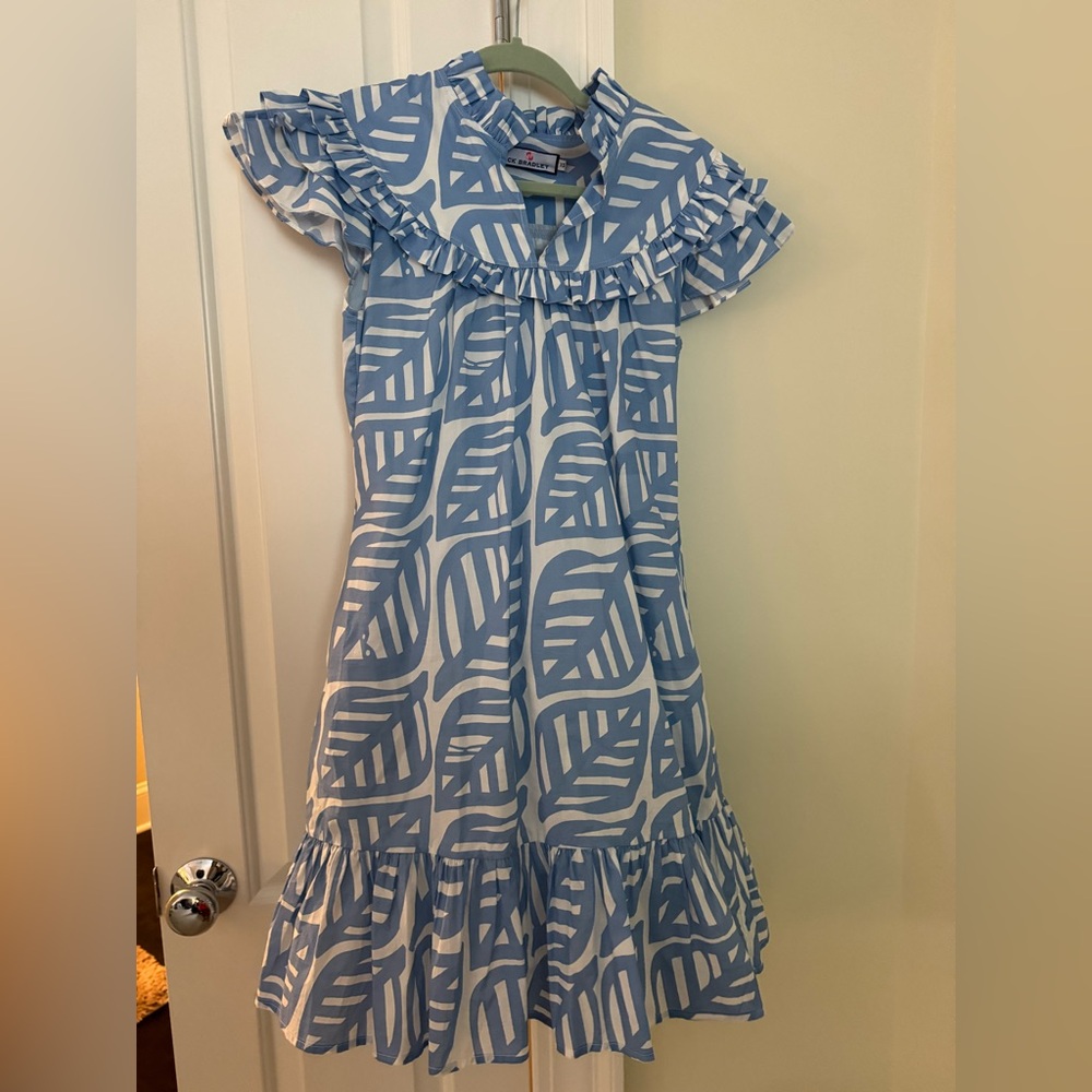 CK Bradley Blue and White Tiered Sundress